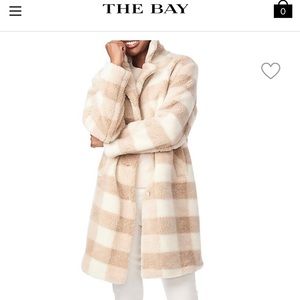 BERNARDO shearling plaid coat